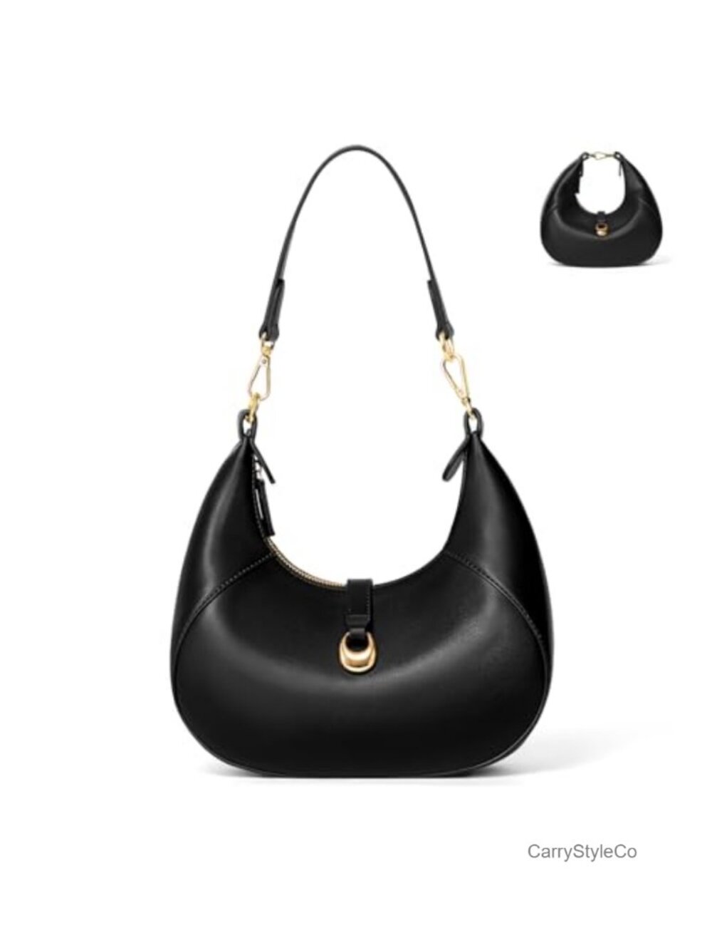 Crescent Shoulder Bag Soft Vegan Leather Hobo Handbag Removable Strap
